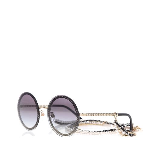 chanel sunglasses round chain|CHANEL Round Chain Sunglasses 4245 Gold .